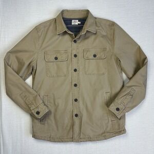 Faherty Stretch Blanket Lined CPO Jacket Organic Cotton Men Small Beige Khaki